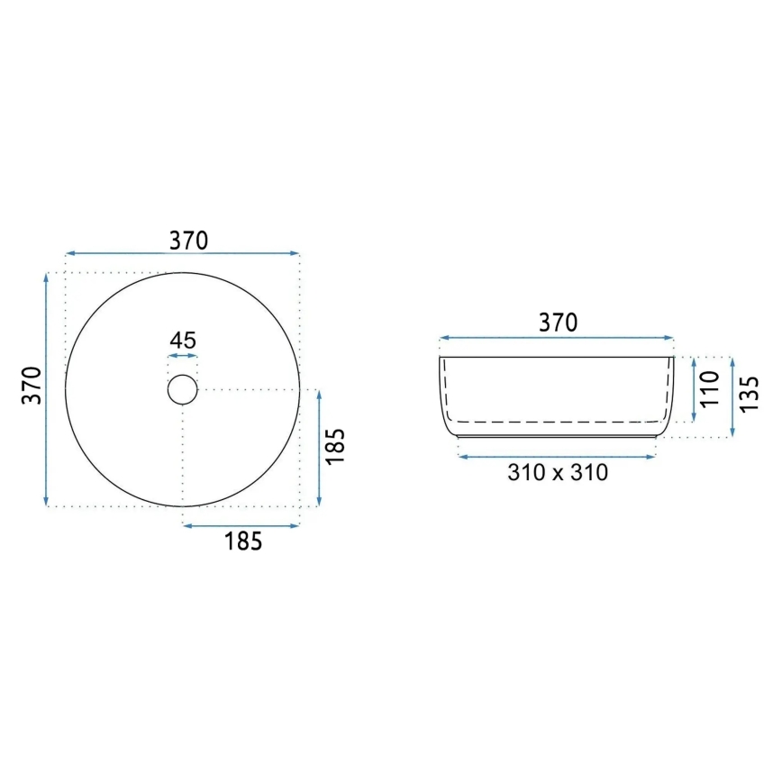 REA-U4566 - SAMI Countertop Washbasin Ø 37 cm Ceramic / Matte Orange