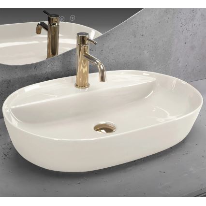 REA-U4589 - AURA countertop basin 41x61 cm ceramic/glossy cream