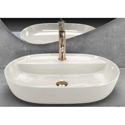 REA-U4589 - AURA countertop basin 41x61 cm ceramic/glossy cream