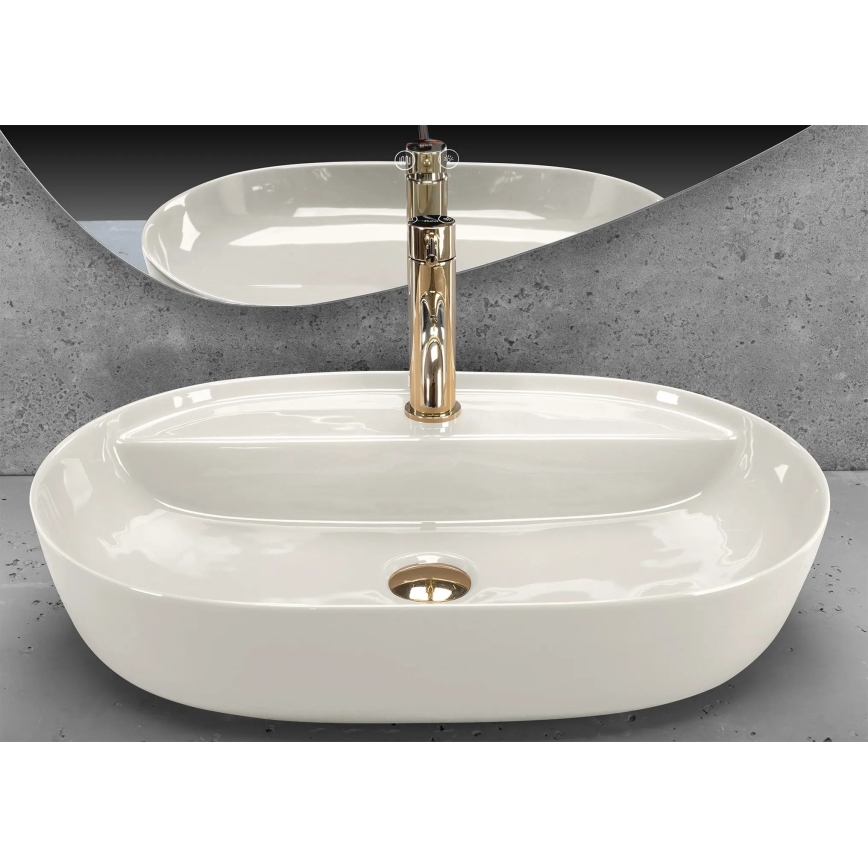 REA-U4589 - AURA countertop basin 41x61 cm ceramic/glossy cream