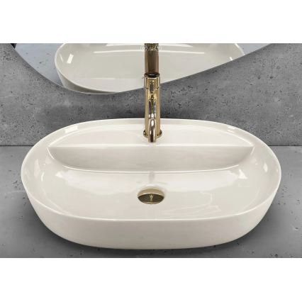 REA-U4589 - AURA countertop basin 41x61 cm ceramic/glossy cream
