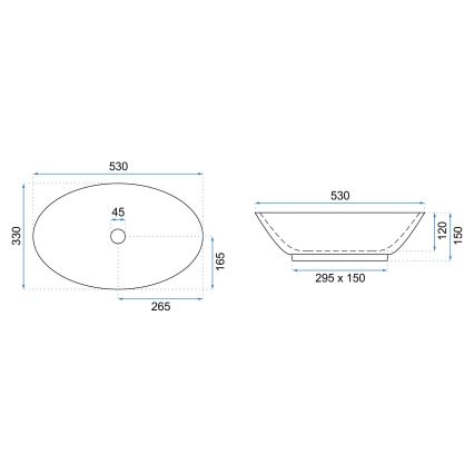 REA-U4603 - PAMELA Countertop Basin 33x53 cm Ceramic/Glossy White