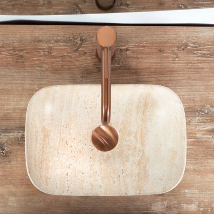 REA-U4700 - BELINDA Countertop Basin 25x36 cm ceramic/beige/stone-effect