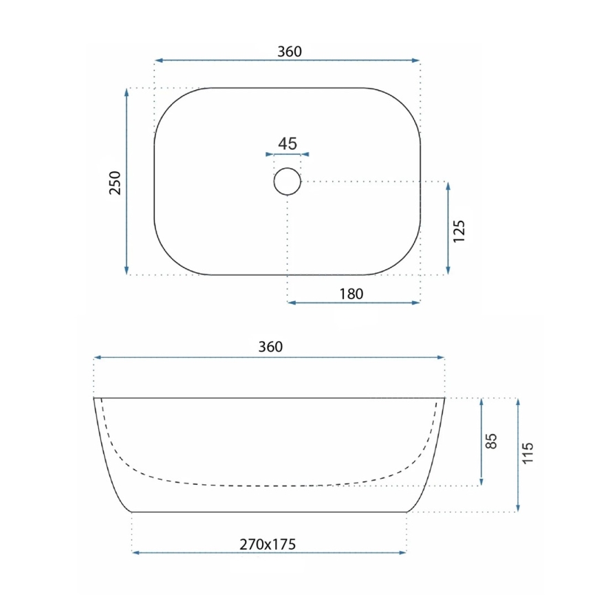 REA-U4700 - BELINDA Countertop Basin 25x36 cm ceramic/beige/stone-effect