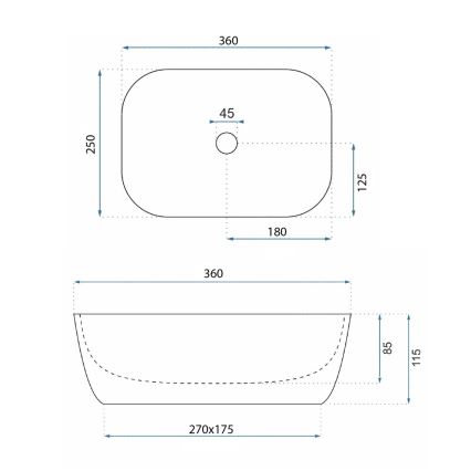 REA-U4700 - BELINDA MINI Countertop Washbasin 25 × 36 cm, ceramic, beige stone-effect