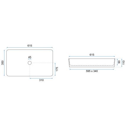 REA-U4800 - Countertop washbasin DENIS 35x61,5 cm ceramic/glossy white