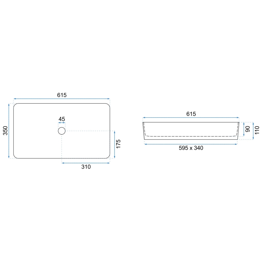 REA-U4800 - Countertop washbasin DENIS 35x61,5 cm ceramic/glossy white