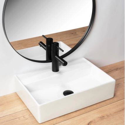 REA-U5000 - VALERIA Countertop Washbasin 35.5 x 50.5 cm, Ceramic / Glossy White