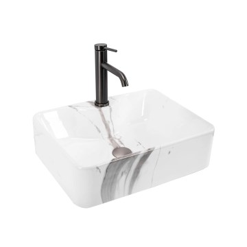 REA-U5052 - Countertop basin KELLY 38x49 cm ceramic/white/marble decor