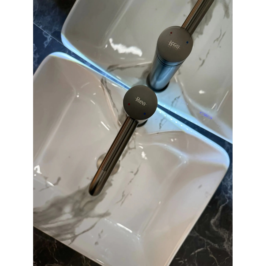 REA-U5052 - Countertop basin KELLY 38x49 cm ceramic/white/marble decor