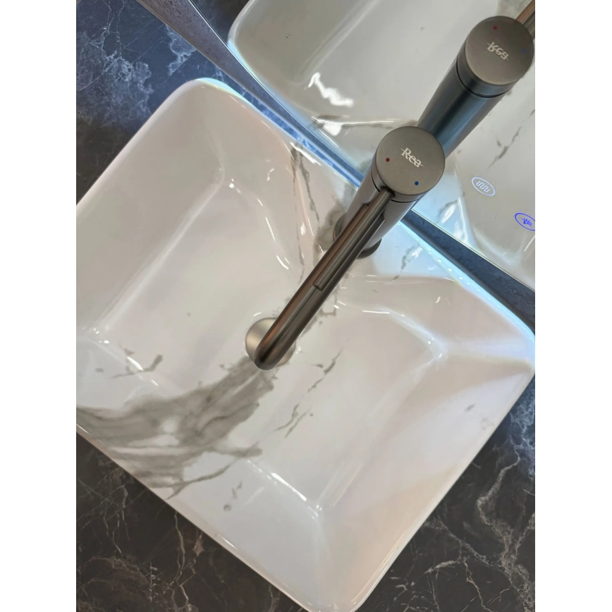 REA-U5052 - Countertop basin KELLY 38x49 cm ceramic/white/marble decor