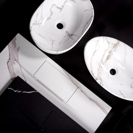 REA-U5052 - Countertop basin KELLY 38x49 cm ceramic/white/marble decor