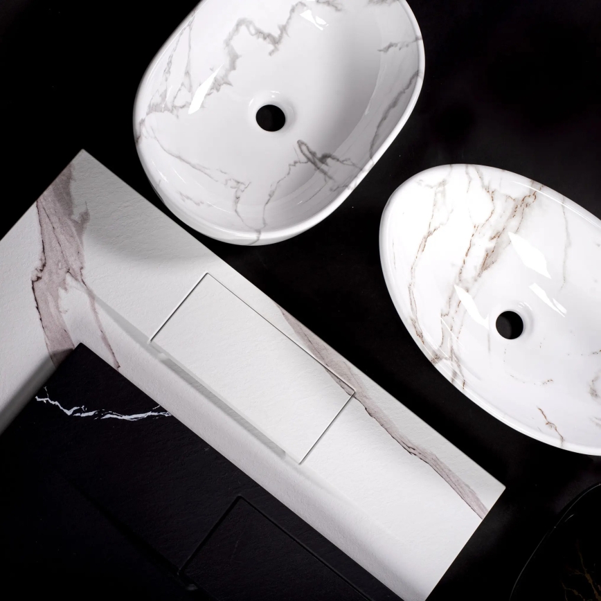 REA-U5052 - Countertop basin KELLY 38x49 cm ceramic/white/marble decor