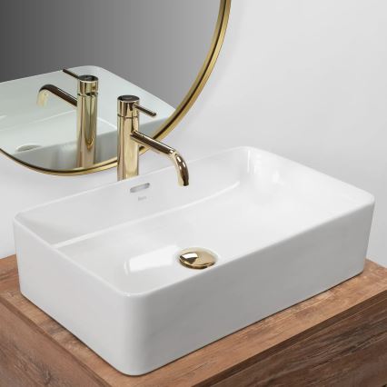 REA-U5055 - BERTA Countertop Washbasin 35.5 x 56 cm, ceramic / glossy white