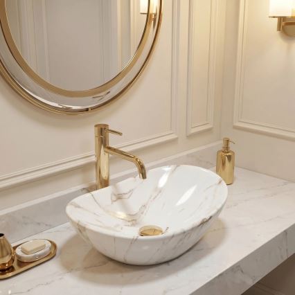 REA-U5063 - Countertop basin ROYAL MINI 30x47 cm ceramic/white/stone effect