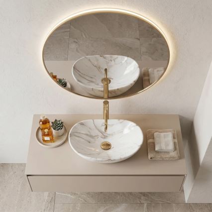REA-U5063 - Countertop basin ROYAL MINI 30x47 cm ceramic/white/stone effect