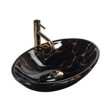 REA-U5067 - PAMELA Countertop Basin 33x53 cm Ceramic/Black/Stone Effect