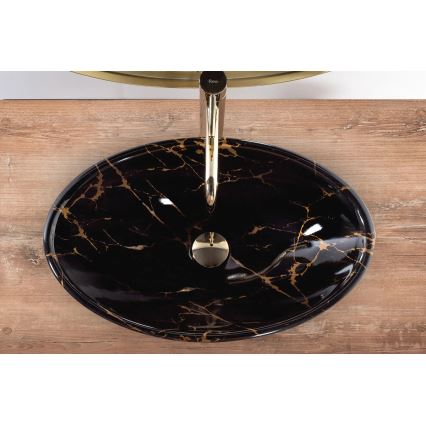 REA-U5067 - PAMELA Countertop Basin 33x53 cm Ceramic/Black/Stone Effect