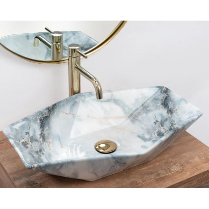 REA-U5602 - VEGAS Countertop Basin 37 x 57 cm, Ceramic with Stone-Effect Finish