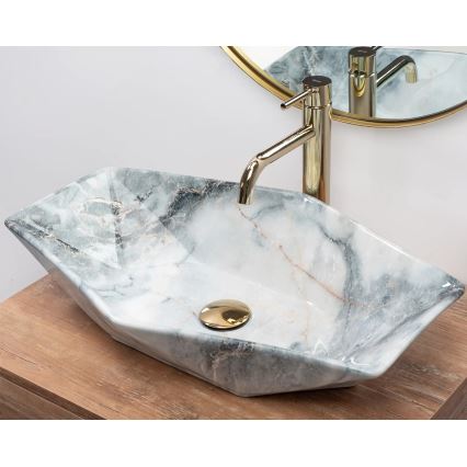 REA-U5602 - VEGAS Countertop Basin 37 x 57 cm, Ceramic with Stone-Effect Finish