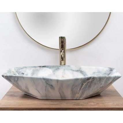 REA-U5602 - VEGAS Countertop Basin 37 x 57 cm, Ceramic with Stone-Effect Finish