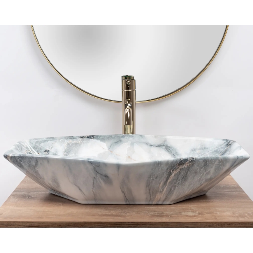 REA-U5602 - VEGAS Countertop Basin 37 x 57 cm, Ceramic with Stone-Effect Finish