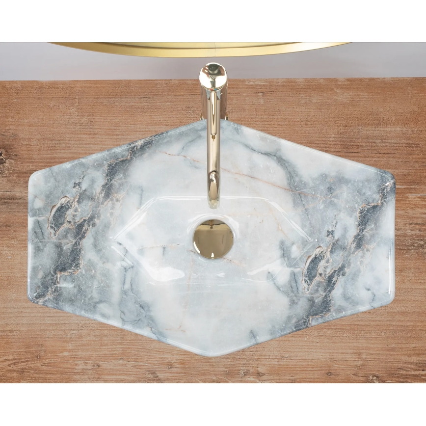 REA-U5602 - VEGAS Countertop Basin 37 x 57 cm, Ceramic with Stone-Effect Finish