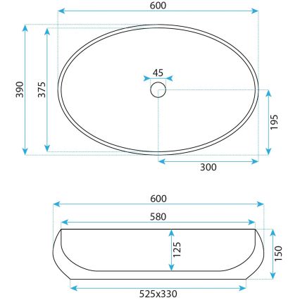 REA-U5660 - MAYA Countertop Basin 39x60 cm ceramic/glossy white