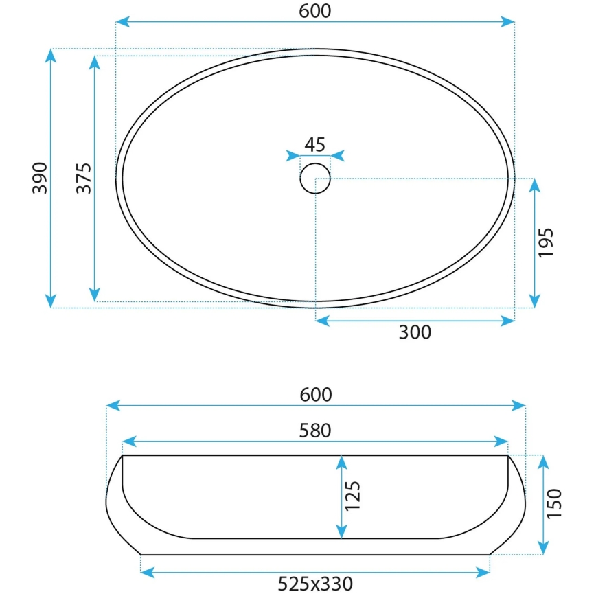 REA-U5660 - MAYA Countertop Basin 39x60 cm ceramic/glossy white