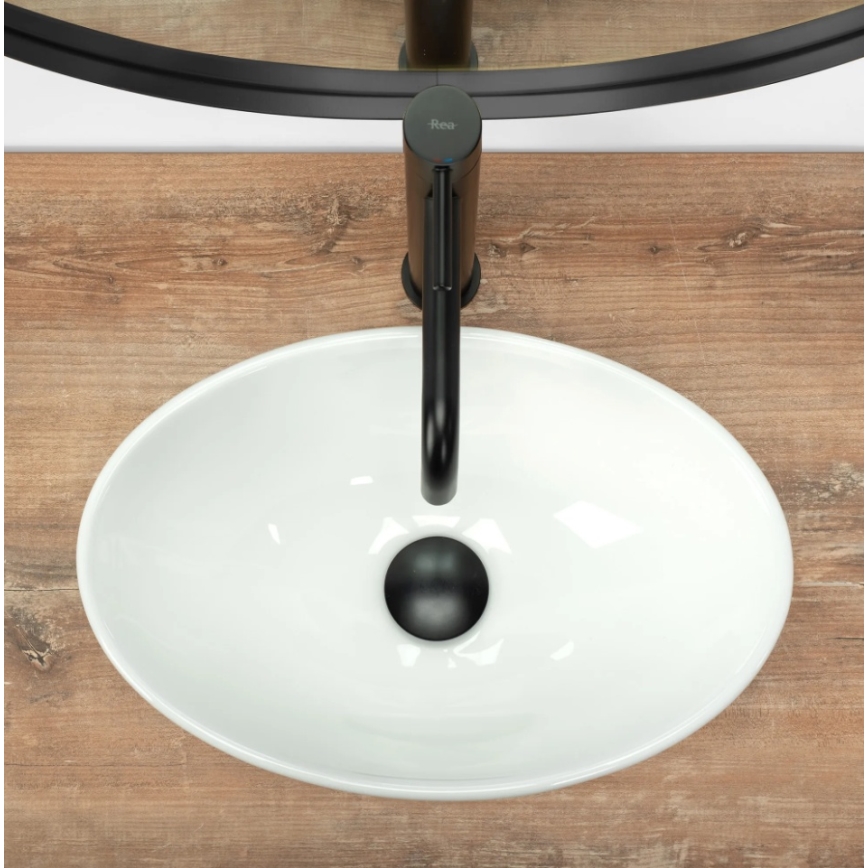 REA-U5804 - Countertop basin PAMELA MINI 26.5 x 40 cm ceramic / glossy white