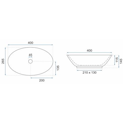 REA-U5804 - Countertop basin PAMELA MINI 26.5 x 40 cm ceramic / glossy white