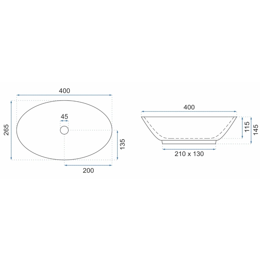 REA-U5804 - Countertop basin PAMELA MINI 26.5 x 40 cm ceramic / glossy white