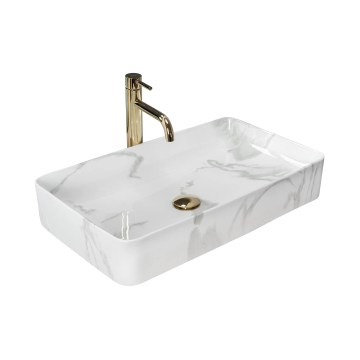 REA-U5896 - DENIS countertop basin 35 x 61.5 cm, ceramic with marble-effect finish