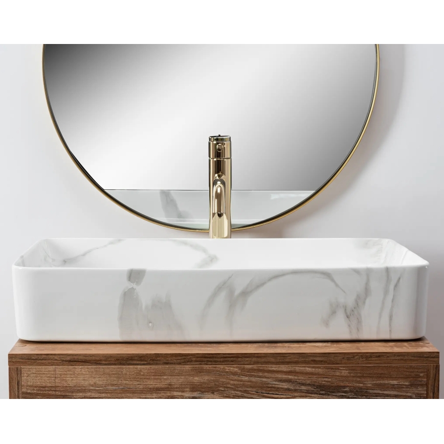 REA-U5896 - DENIS countertop basin 35 x 61.5 cm, ceramic with marble-effect finish
