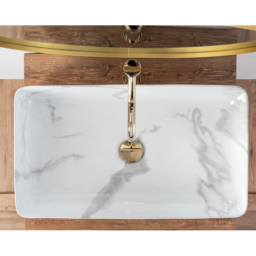 REA-U5896 - DENIS countertop basin 35 x 61.5 cm, ceramic with marble-effect finish