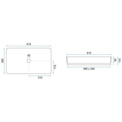 REA-U5896 - DENIS countertop basin 35 x 61.5 cm, ceramic with marble-effect finish