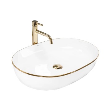 REA-U6211 - CLEO Countertop Basin 41x60,5 cm ceramic/white/gold