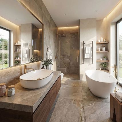 REA-U6211 - CLEO Countertop Basin 41x60,5 cm ceramic/white/gold