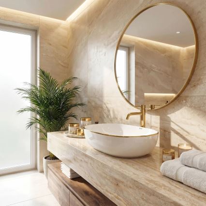 REA-U6211 - CLEO Countertop Basin 41x60,5 cm ceramic/white/gold