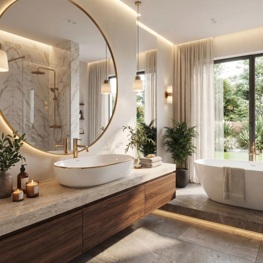 REA-U6211 - CLEO Countertop Basin 41x60,5 cm ceramic/white/gold