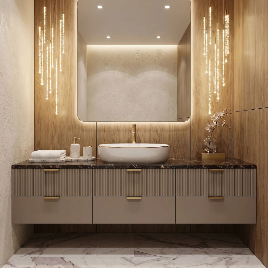 REA-U6211 - CLEO Countertop Basin 41x60,5 cm ceramic/white/gold