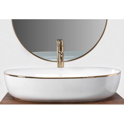 REA-U6211 - CLEO Countertop Basin 41x60,5 cm ceramic/white/gold