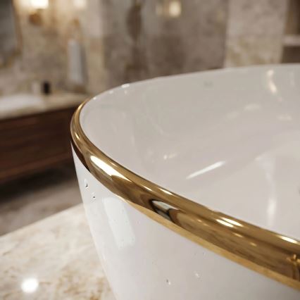 REA-U6211 - CLEO Countertop Basin 41x60,5 cm ceramic/white/gold