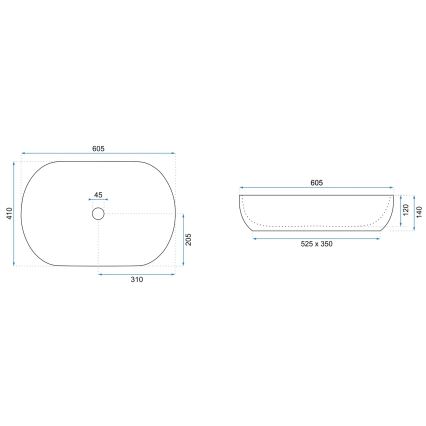REA-U6211 - CLEO Countertop Basin 41x60,5 cm ceramic/white/gold