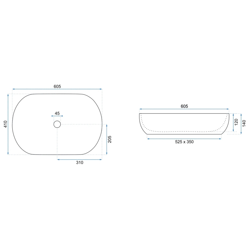 REA-U6211 - CLEO Countertop Basin 41x60,5 cm ceramic/white/gold