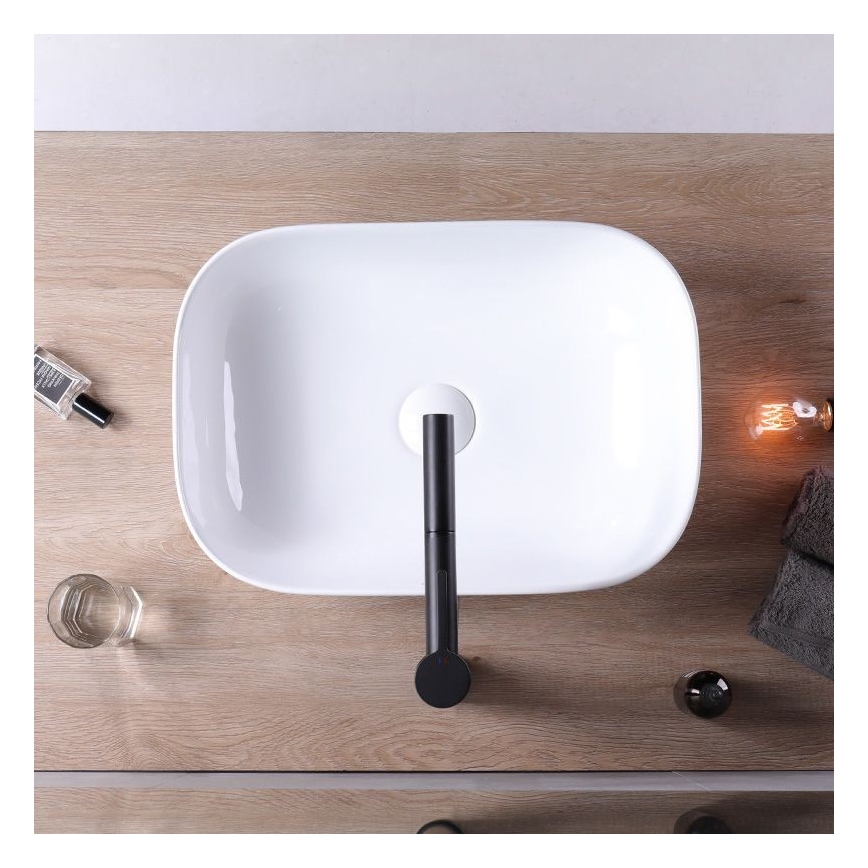 REA-U6300 - MONA SLIM Countertop Washbasin 40x50.5 cm ceramic/glossy white