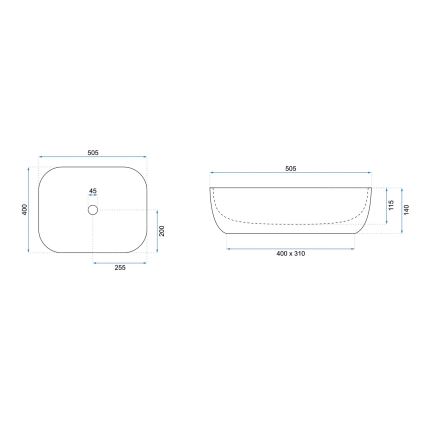 REA-U6300 - MONA SLIM Countertop Washbasin 40x50.5 cm ceramic/glossy white
