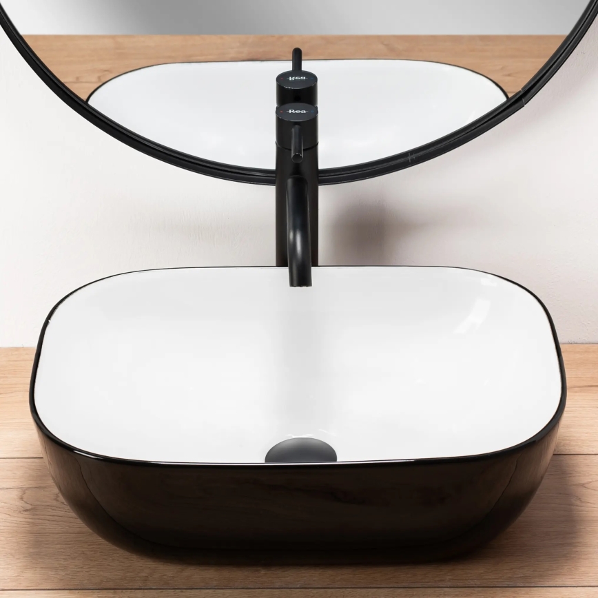 REA-U6332 - Countertop Basin BELINDA 33 x 46.5 cm ceramic/black/white