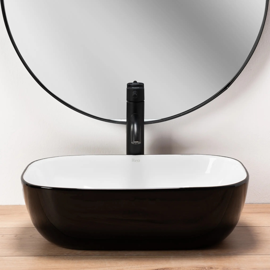 REA-U6332 - Countertop Basin BELINDA 33 x 46.5 cm ceramic/black/white