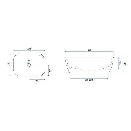 REA-U6332 - Countertop Basin BELINDA 33 x 46.5 cm ceramic/black/white